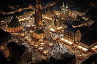 Christmas market at night architecture metropolis cityscape. AI generated Image by rawpixel.
