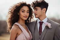 Bride and groom walking together adult tie togetherness. AI generated Image by rawpixel.