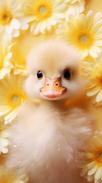 Baby duck flower animal mammal. AI generated Image by rawpixel.