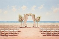 Wedding aisle at the beach outdoors nature chair. AI generated Image by rawpixel.
