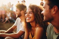 Young adults laughing in concert smiling summer smile. AI generated Image by rawpixel.