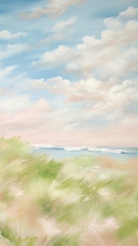Beach wallpaper landscape painting outdoors. AI generated Image by rawpixel.