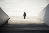 Businessman climbing stairs architecture staircase standing. 