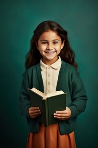 Girl holding a book portrait reading student. AI generated Image by rawpixel.