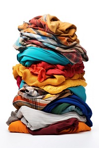 A Stack of colorful clothes laundry clothing white background. AI generated Image by rawpixel.