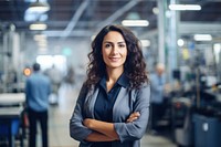 A woman working in factory happily adult happy manufacturing. AI generated Image by rawpixel.