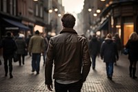 Walking street city jacket. AI generated Image by rawpixel.