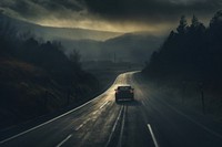 Person driving outdoors vehicle highway. 