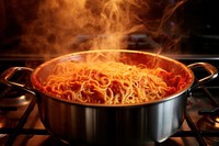 Spaghetti boiling cooking pasta. 