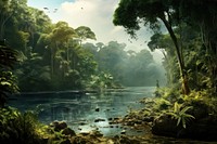 Tropical vegetation landscape outdoors. AI generated Image by rawpixel.