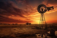Windmill outdoors evening nature. AI generated Image by rawpixel.