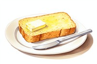 Bread on plate with butter food breakfast tableware. AI generated Image by rawpixel.