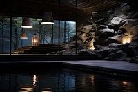 Onsen architecture building lighting. 