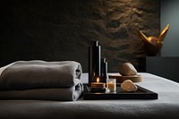 Spa amenities darkness lighting indoors. AI generated Image by rawpixel.