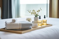 Spa amenities towel room bed. AI generated Image by rawpixel.
