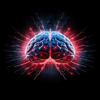 Brain light blue red. AI generated Image by rawpixel.