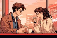 Couple glasses coffee manga. AI generated Image by rawpixel.