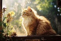 A cute fluffy cat mammal animal flower. AI generated Image by rawpixel.