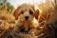 A cute puppy outdoors animal mammal. AI generated Image by rawpixel.