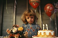 A birthday party dessert candle child. 