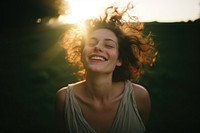 A happy woman laughing outdoors motion. AI generated Image by rawpixel.