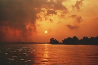 The sunset landscape outdoors horizon. AI generated Image by rawpixel.