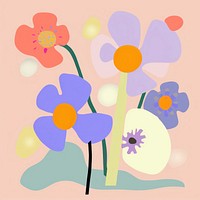 Flowers art painting cartoon. AI generated Image by rawpixel.