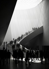 A lot of people in the museum architecture silhouette staircase. AI generated Image by rawpixel.