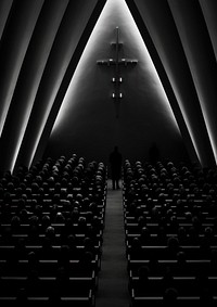 A lot of people in the church auditorium black architecture. AI generated Image by rawpixel.