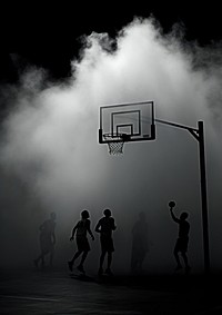 People playing basketball silhouette footwear outdoors. AI generated Image by rawpixel.