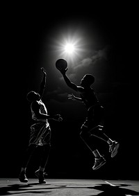 People playing basketball silhouette motion sports. AI generated Image by rawpixel.