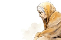 Egyptian muslim grandmother sketch portrait cartoon. AI generated Image by rawpixel.