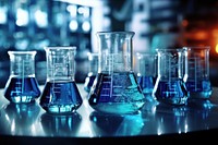 Lab glass science bottle blue. AI generated Image by rawpixel.
