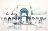 Muslim mosque arch sketch architecture building. AI generated Image by rawpixel.