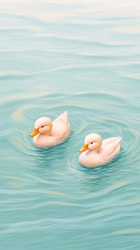 Two duck in lake swimming outdoors animal. AI generated Image by rawpixel.