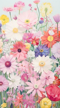 Flower garden painting outdoors pattern. AI generated Image by rawpixel.
