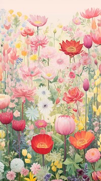Flower garden painting outdoors nature. AI generated Image by rawpixel.