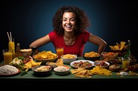 Latina brazilian woman food adult plate. AI generated Image by rawpixel.