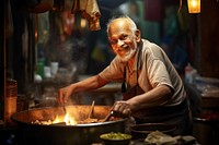 Nepalese elderly cooking south asian adult food men. AI generated Image by rawpixel.