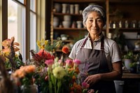 Senior native american woman working adult small business. 