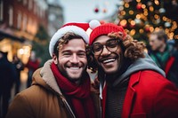 Lgbt couple christmas laughing festival. AI generated Image by rawpixel.