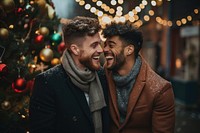 Lgbt couple christmas adult happy. AI generated Image by rawpixel.