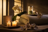 Spa amenities candle light illuminated. AI generated Image by rawpixel.