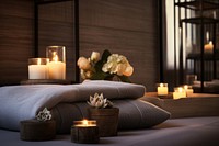 Spa amenities candle cozy room. AI generated Image by rawpixel.