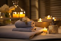 Spa amenities candle towel room. AI generated Image by rawpixel.
