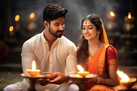 An indian couple getting marry candle adult man. AI generated Image by rawpixel.