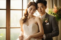 Taiwanese couple wedding fashion dress. AI generated Image by rawpixel.