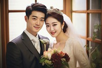 Korean couple wedding ceremony flower. AI generated Image by rawpixel.
