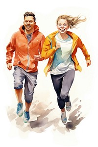 Couple running portrait footwear. 