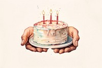 Hands hold birthday cake dessert candle food. AI generated Image by rawpixel.